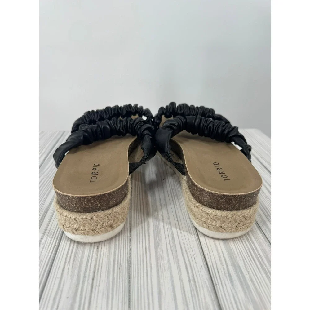 Torrid Women's Black Double Band‎ Espadrille Platform Slide Sandals Size 8WW